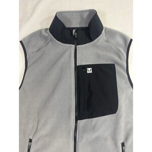 HUK Fishing Vest Mens Large Gray Fleece Full Zip Coldfront Performance Outdoor
